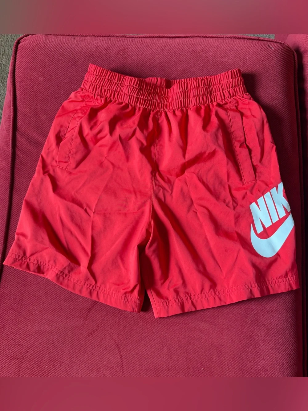 Nike Red Shorts with White Swoosh